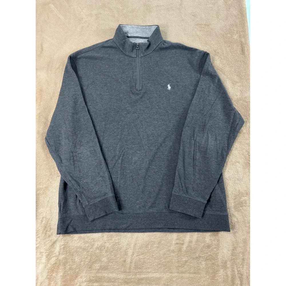 Polo Ralph Lauren Quarter Zip Pullover Mens 2XL Gray Good‎ Condition Faded Color